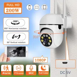 Bzrqx CCTV WiFi 1080p Wireless PTZ Camera Night Vision 24hours recording TwoWay Audio Security Camera-18