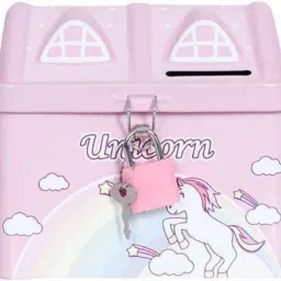 Crazycute Unicorn Metal House Design ( Pack of 2 Piggy Bank) Unicorn Piggy Bank Unicorn Piggy Bank for Girls with Lock Unicorn Piggy Bank for Girls Stylish Money bank Coin Bank (Blue, Pink) Coin Bank-image-35