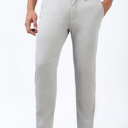 peter england Men Skinny Fit Grey Cotton Blend Trousers-picture-28