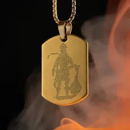 Hanuman Chalisa and Gada Micro-carved Tag Stainless Steel Necklace for Men & Boy Gold-plated Stainless Steel, Alloy Locket-25