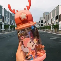 Reusable leak proof Deer Horn Design Bottle for Kids with Strap Sipper-21