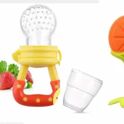 Fruit Shape Silicone Teether for Baby Teether for 6 to 12 Months Baby BPa Free (Combo Saver Pack of 2) Teether and Feeder-5