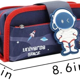radhey preet Astronaut Theme Multi-layer Stationery Storage Case For Kids, Detachable Compartment With The Help of Velcro, Multicolor & Design, RP1016 Art Polyester Pencil Box image 3