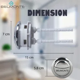 bm belmonte Replaceable Round Dual Flush Push Button with 2 Bar for Lid Cover of Toilet Water Tank Flushing 58mm / Flush Tank Fittings for Western Commode/EWC Lid Hole Should be at Least 58MM/2.3" Flush Tank Lever image 2