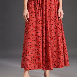 emeros Women Relaxed, Flared Red, Black, White Viscose Rayon Trousers-picture-44