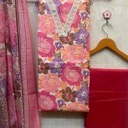 Unstitched Pure Cotton Salwar Suit Material Printed-image-44