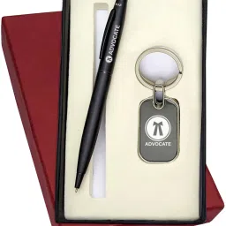 Advocate Logo Engraved Set in Matte Finish Black Color Pen and Metal Keychain Pen Gift Set-image-70
