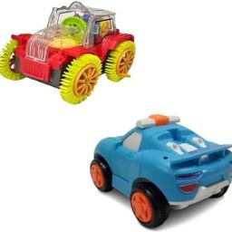 Push & Go Friction Toy Car Set for Kids - Red Gear Jeep & Blue Racer Durable,-image-61