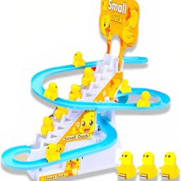 Duck Slide Toy Set, Automatic Stair-Climbing Race Track Set, Lights & Musical-14