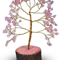 Rose Quartz Crystal Bonsai Money Tree Natural Gemstone (Size 6-7”100 Beads) Decorative Showpiece-16 cm-image-3