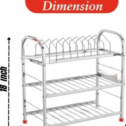 Utensil Kitchen Rack JSS Plastic Heavy Duty Stainless Steel Kichen Rack 18*18inch, Silver Steel-image-43