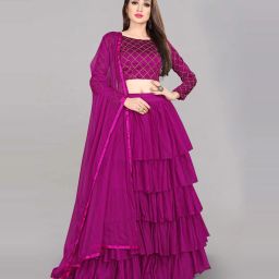 Solid Semi Stitched Lehenga Choli-image-77
