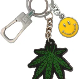 Green Leaf Unique Metal Finishing Locking Lock with Smiley Locking Carabiner-image-7