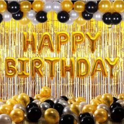 Golden birthday Decoration Kit with foil banner-image-29