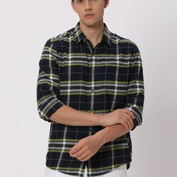 mufti Men Slim Fit Checkered Spread Collar Casual Shirt-picture-5
