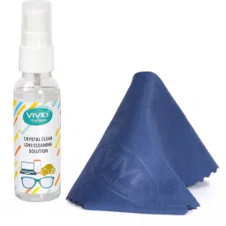 VIVID VividVisionInt® Lens Cleaning 50 ML Solution Spray contain NO Detergent NO foam for Spectacles Sunglasses Eyeglasses Mobile PC Laptop TV & Camera 60ml Bottle Microfiber Cloth Polyester Nylon (50 ML)Lens Cleaner-image-30