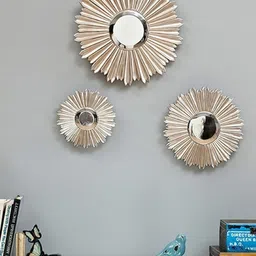 VAS collection home 3 Pcs Self Design MDF Decotaive Frame Mirror image 1