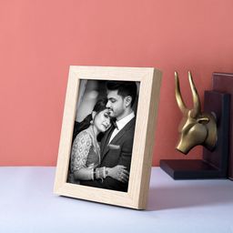 Golden Peacock Brown Solid Wooden Table Top Photo Frame-30