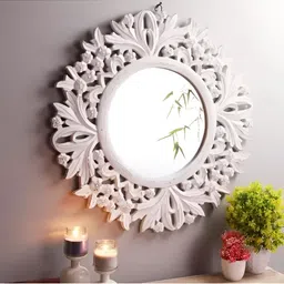 VAS collection home Ethnic Motifs White Wooden Mirror Frame-22