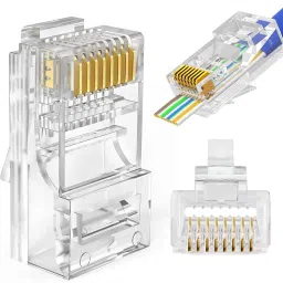 Sadow Pack of 50 RJ45 Cat6 Pass Through Connector RJ45 Ends, Cat6 8P8C Network Interface Card-45
