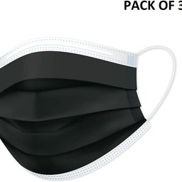 wellstar Protective Face Mask with NOSE CLIP, CE ISO & GMP Certified Bacterial Filtration 3 Ply Surgical Face Mask with Genuine Meltblown and Adjustable Nose Clip (Black,30) Non-Washable, Water Resistant Surgical Mask With Melt Blown Fabric Layer-picture-6