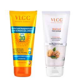 VLCC Set of Walnut Scrub 80g & Matte Look SPF30 SunScreen Gel Creme 50g-71