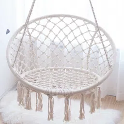 Round Hanging Hammock Cotton Rope Macrame Swing Chair Swings-image-14
