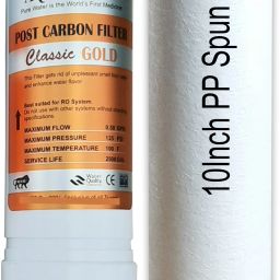 Pokar RO, Classic Gold Inline POST Carbon + PP Spun Filter + 2pcs elbow ( Connector), Suitable for RO water purifier Solid Filter Cartridge-image-20