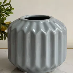Art Street Grey Modern Geometric Designed Decorative  Ceramic Vase-image-51