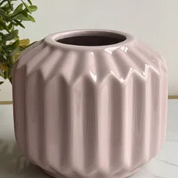 Art Street Pink Ceramic Geometric Design Vase-13