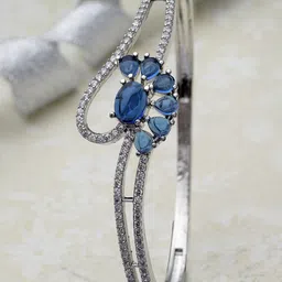 ZENEME Rhodium-Plated American Diamond Bangle-Style Bracelet-26