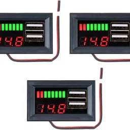 Battery Voltage Indicator 0.56" LED Voltmeter + Dual USB Output car/bike (3 Pc) Voltmeter-image-69