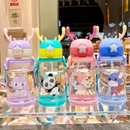 ARBHUMI Deer Horn Cartoon Sipper Water Bottle for Kids with Lock cap(Multicolor)-image-24