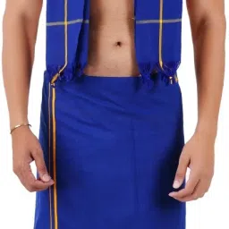 DHRONA 2 Meter Cotton Dhoti With Towel Solid Men Dhoti-image-97