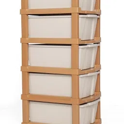 5 Plastic Modular Drawer System for Home, Office Free Standing Chest of Drawers PP Collapsible Wardrobe-18