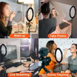 Alchiko New Big Tripod With Premium Dichromatic LED Ring Light With Adjustable Brightness And Colour Temperature And Fully Portable Compatible with All Smartphones & Dslr/slr Cameras, for Live Streaming, Make up, Video Call, Video Conference, Online Classes 2500 lx Camera LED Light image 3