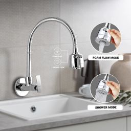 Sink Spray Vista - Wall Mounted | SS 304 Spout 360 degree Dual Flow | Passion Flex Flexible Sink Cock Pillar Cock Shower Bib Tap Faucet-image-59