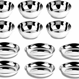 Stainless Steel Serving Bowl Veg Bowl and Sweet Dish Combo Medium Size Set of 12 Katori Vati Halva Plate Ice Cream Serving Dish-image-20