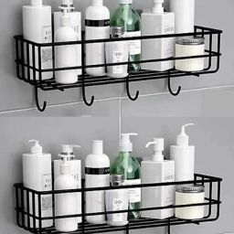 Mounted Storage Organizer for bathroom/living Hall (Pack of 2) Iron, Stainless Steel Wall Shelf-image-53