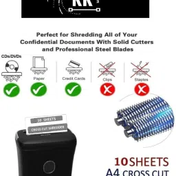 KK MART Paper Shredder 10 Sheets with CD/Credit Card Shredder(22 Litre Bin)-Cross Cut Paper Trimmer-14