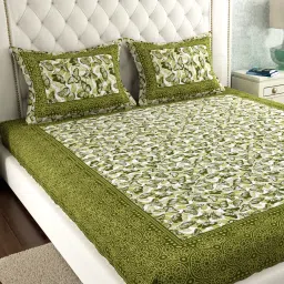 144 TC Cotton Double Jaipuri Prints Flat Bedsheet-13