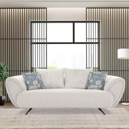 casacraft from pepperfry New Jersey Fabric 3 Seater Sofa in Ivory Colour-picture-8
