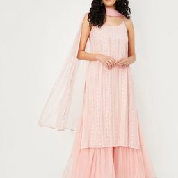 max Striped Sequiened Georgette Straight Kurta & Sharara & Dupatta-image-29