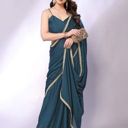 FABMORA Women Embroidered Pure Georgette Saree-image-43