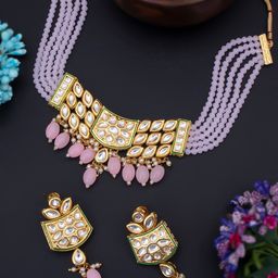 Sukkhi Gold-Plated Kundan-Studded and Beaded Jewellery Set-image-29