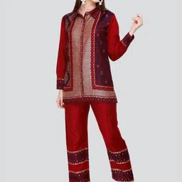 HOUSE OF KIRNA'S WITH LOGO OF HOK Ethnic Motifs Woven Designed Acrylic Co-Ords-picture-6