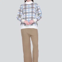 Numalo Winter Checked High Neck Long Sleeves Sweater With Trouser-image-99