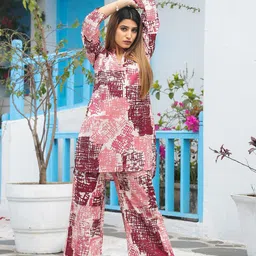 ODETTE Floral Printed Tunic With Palazzos Co-Ords-image-72