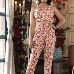 ODETTE Printed Round Neck Co-Ords-23