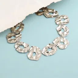 DressBerry Silver-Toned Stone Statement Necklace-55